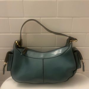 Mondani blue shoulder leather purse